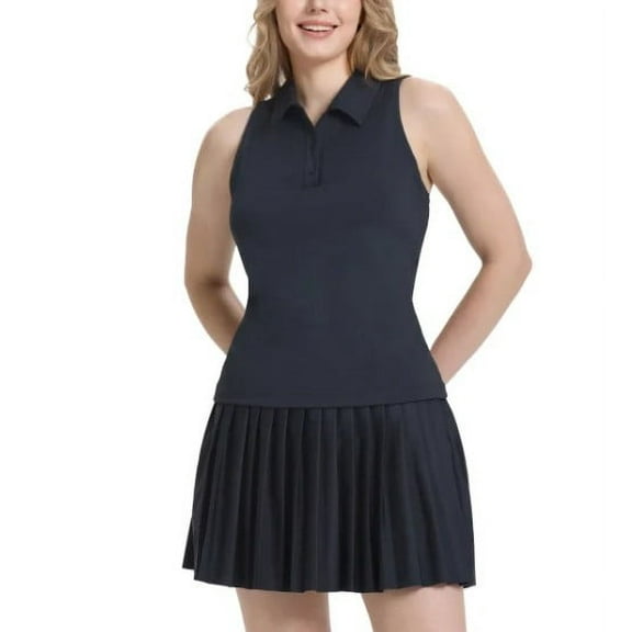 Tretorn Women's Size Medium (8-10) Sleeveless Polo Top - Built in Bra, Black