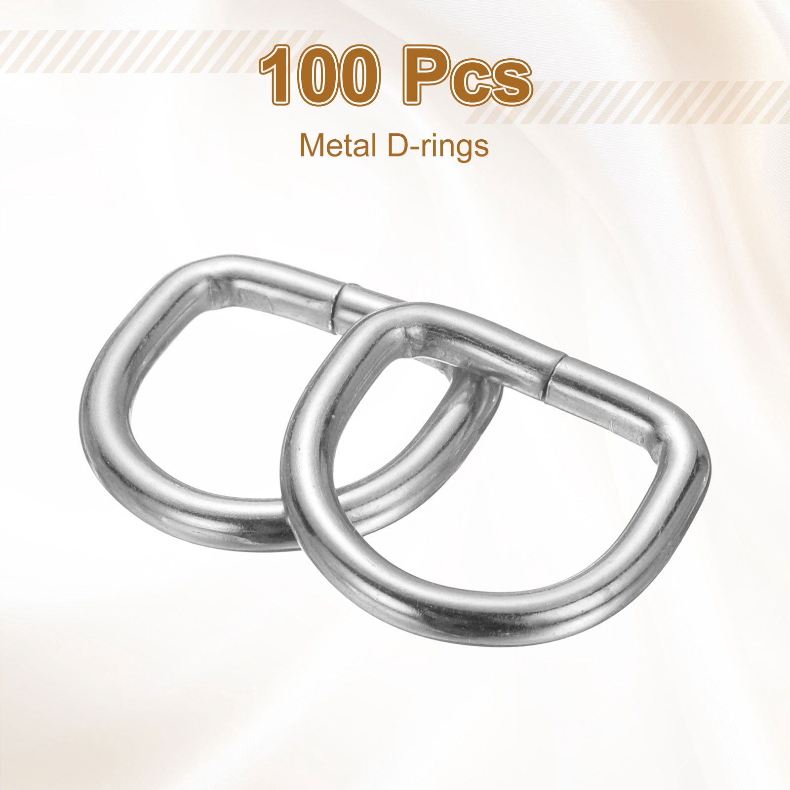 Uxcell 100pcs D Ring 5/8" (16mm) Metal Electroplate D-Shape Buckle Clips, Silver