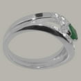 thumbnail image 3 of LBG British Made 10k White Gold Natural Emerald & Diamond Womens Band Ring - 33 size options - Size 8.5, 3 of 7