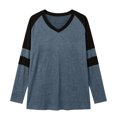 thumbnail image 6 of Aihuaihua Women's V Neck Striped Sleeve Loose Fit Long Sleeve Tunic (Navy,XXXL), 6 of 7