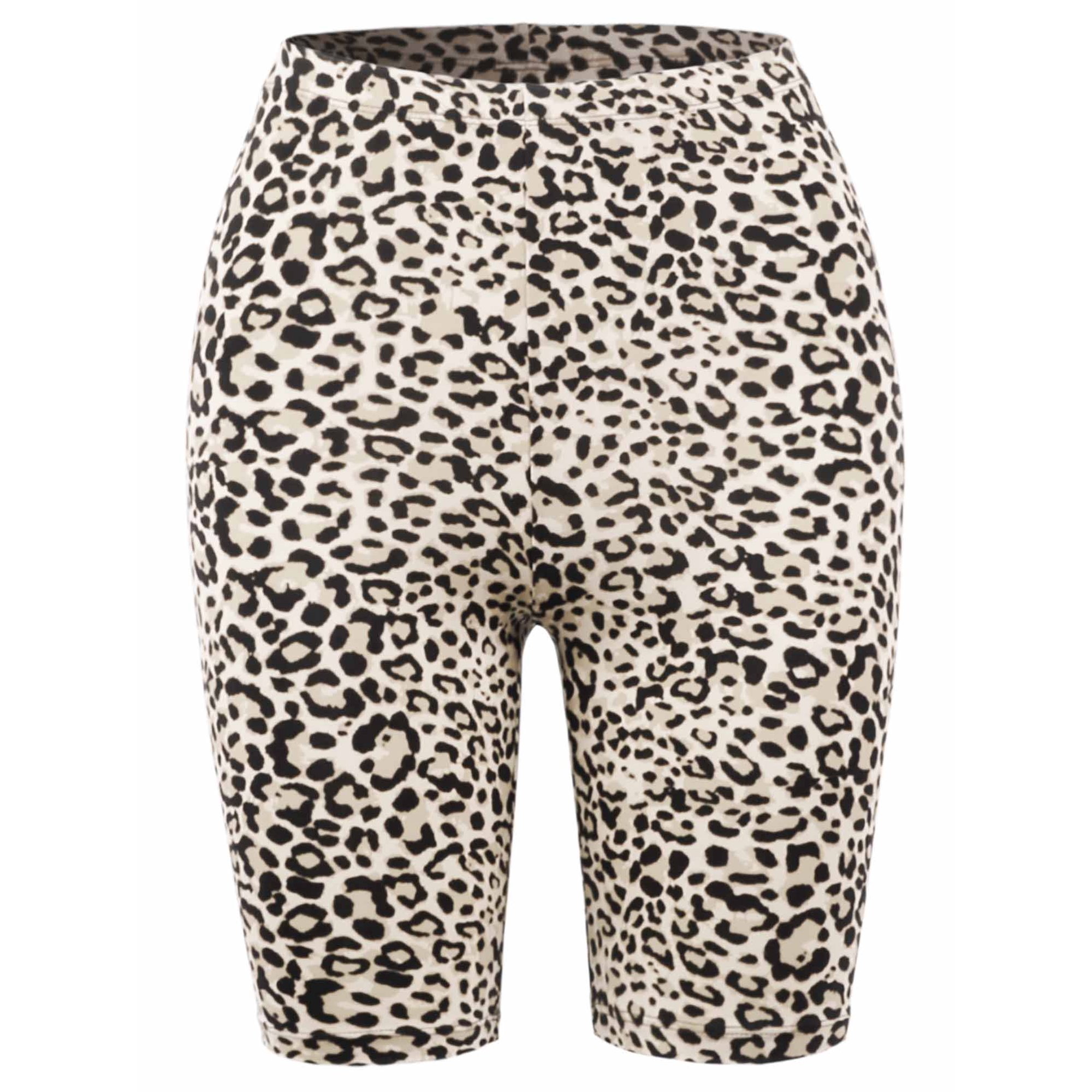 A2Y Women's Brushed Microfiber Leopard Print Biker Bermuda Shorts