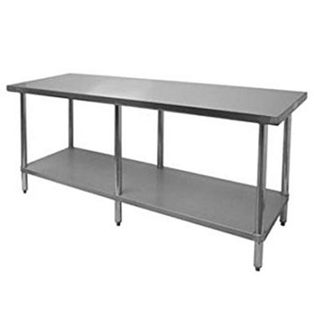 Rubber Steel Table Thunder Group SLWT43096F, 30x96x35-Inch 430 Stainless Steel Flat Top Worktable, Food Prep Table, Commercial Kitchen Work Table ()