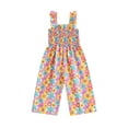thumbnail image 2 of Musuos Kid Girl Summer Casual Jumpsuit 6M 12M 18M 24M 3Y 4Y Floral Print Sleeveless Wide Leg Romper Pants Toddler Cute Clothes, 2 of 10