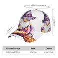 thumbnail image 3 of Baseball Cap, Halloween Gnome With Pumpkins Trucker Hats Women Dad Hat for Workouts - Baseball hat Adjustable Size, 3 of 7