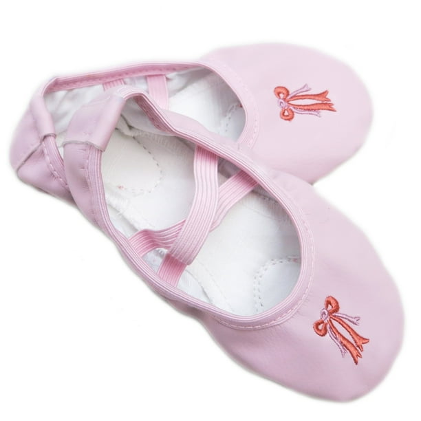 pink leather ballet shoes with elastic