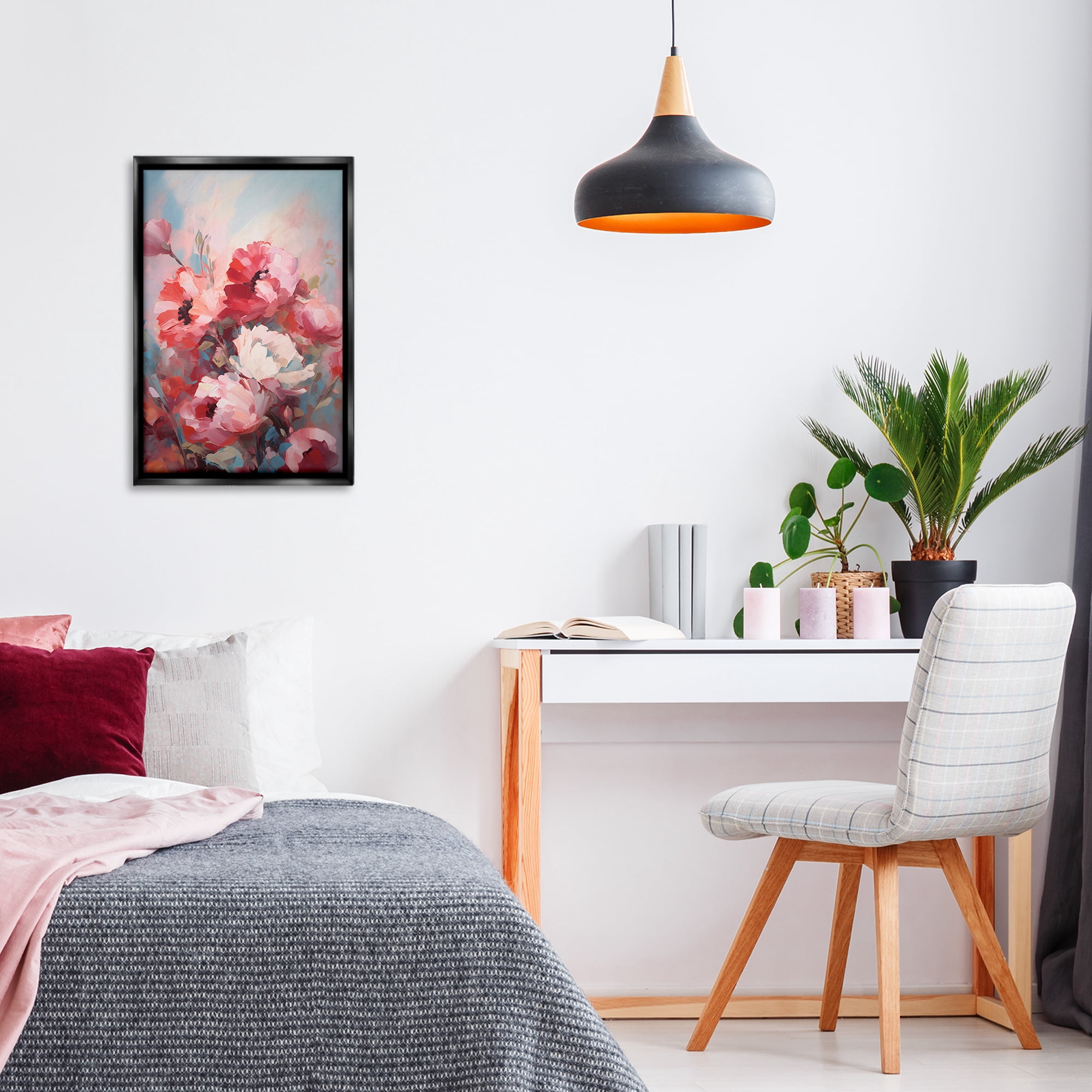 Stupell Industries Red & White Anemones Botanical & Floral Painting Black Floater Framed Art Print Wall Art, 17 x 25