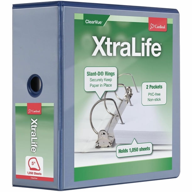 Carpeta de anillas Cardinal XtraLife de 5 pulgadas, color azul pesado