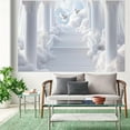 thumbnail image 4 of Heaven Backdrop Dreamy Clouds Columns White Doves Wedding Photography Background Stairs to Heaven Baptism Anniversary Party Decorations Banner Supplies Photo Booth Props, 4 of 6