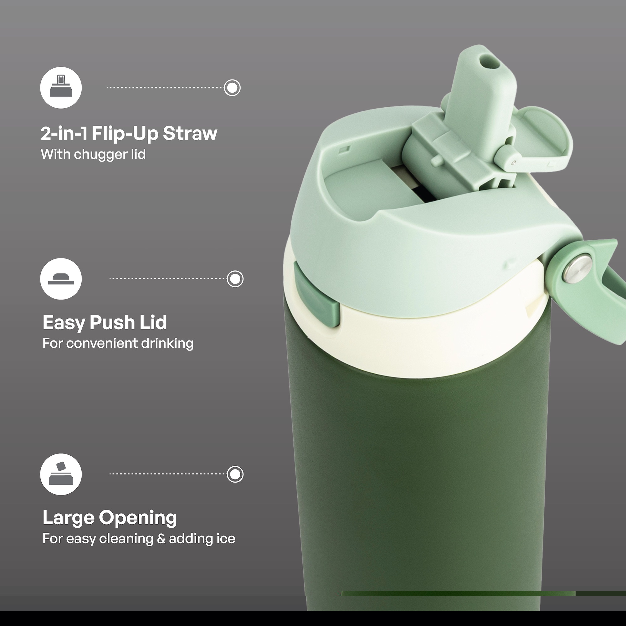 thumbnail image 4 of TAL 24oz Stainless Steel 2-in-1 Water Bottle with Straw and Chug Lid, Green, 4 of 11