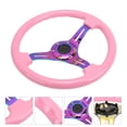 thumbnail image 4 of Car Steering Wheel, 350mm/14in Steering Wheel Universal Pink Sturdy Anti Aging  For Automobile Repacking, 4 of 8