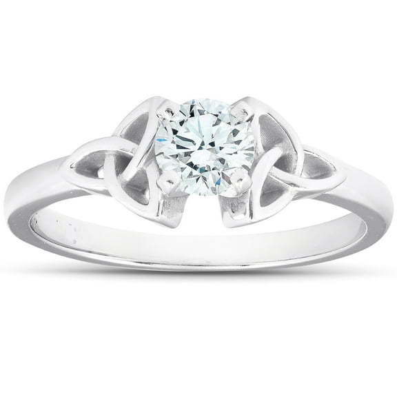 Pompeii 5/8 Ct Diamond Solitaire Celtic Engagement Ring 14k White Gold (G/H,I1-I2)