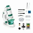 thumbnail image 1 of Kids Science Microscope Kit 60-180X Educational Mini Pocket Handheld Smart Phone Microscope with LED Light White+Green, 1 of 7