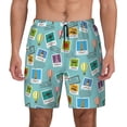 thumbnail image 2 of Picia World Travel1 pattern Mens Swim Trunks with Compression Liner Stretch Beach Shorts Quick Dry with Zipper Pockets No-Chafing Board Shorts-Small, 2 of 9