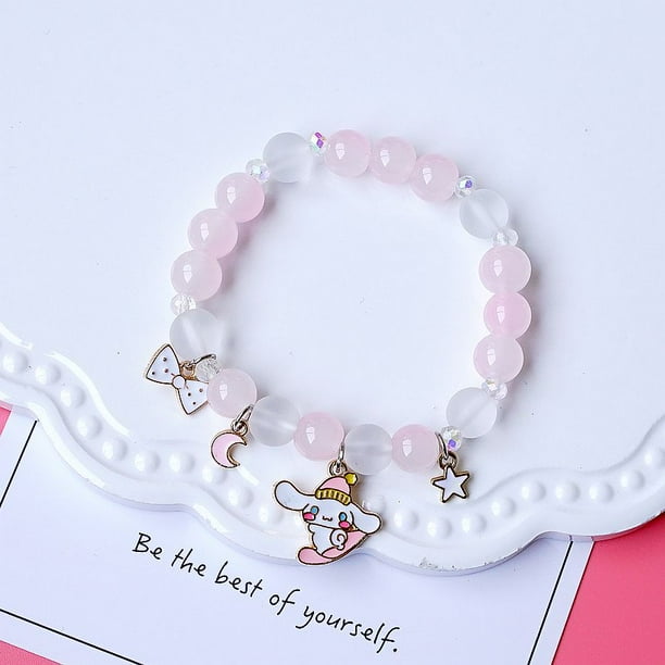 Pulsera Kawaii de Hello Kitty, brazalete de Sanrios de dibujos animados de Cinnamoroll, joyería de My Melody, accesorio bonito, regalo de cumpleaños para niñas