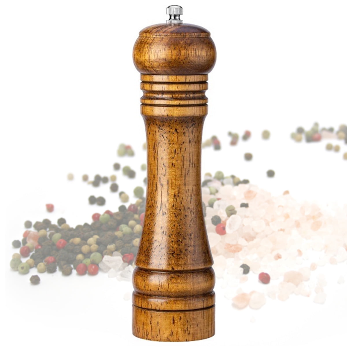 Konco Wood Pepper Grinder,Salt and Pepper Mill with Strong Adjustable  Ceramic Mill Hand Shaker Spice Grinders Kitchen Tool
