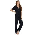 thumbnail image 2 of HAOYUNL Women's 2Pcs Pajama Sets Two Piece Short Sleeve Pjs Sleepwear Long Pants Cotton Button down Sleepwear Sets S-XL, 2 of 8