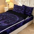 thumbnail image 3 of Homewish Retro Tree Of Life Zipper Twin Comforter Sets with Fitted Sheet and 2 Pillowcases,Bohemian Damask Zipper Bedding Set,Black Purple,Black Reversible,4pcs, 3 of 8