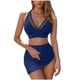 thumbnail image 2 of Traje de baño de bikini liso sin mangas para mujer, traje de baño push-up acolchado, conjuntos de blusa de traje de baño de poliéster para mujer, 2 of 7