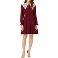 thumbnail image 2 of Allegra K Women's Retro Ruffle Hem Dresses A-Line Lace Panel Peter Pan Collar Dress, 2 of 6