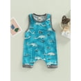 thumbnail image 2 of Arvbitana 0-18 Months Newborn Baby Boy Sleeveless Romper Marine Animals Printed Snap Crotch Loose Fit Bodysuit, 2 of 9