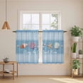 thumbnail image 2 of Coastal Blue Striped Kitchen Curtains 54 Inch Length, Ocean Sea Summer Starfish Coral Shells Tiers Curtains for Bathroom Bedroom Cafe, Light Filtering Small Window Treatment Drapes 2 Panels 42"Wx54"L, 2 of 8