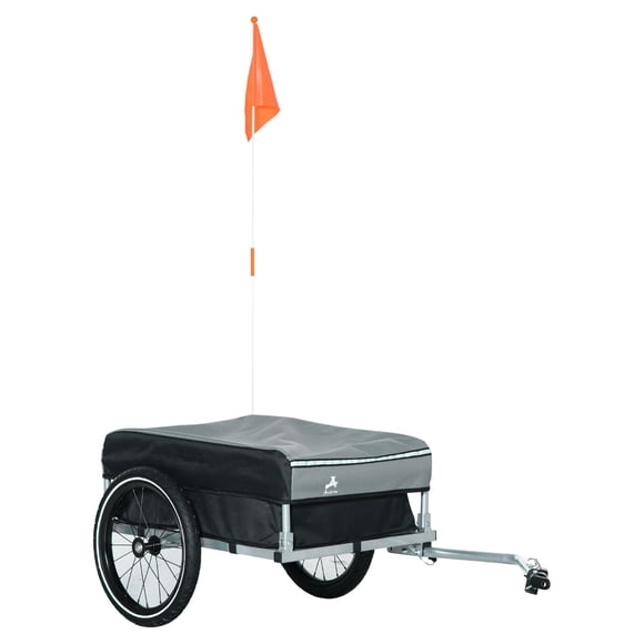 Aosom Outdoor Foldable Bike Trailer with Triple Safety, Black and Grey