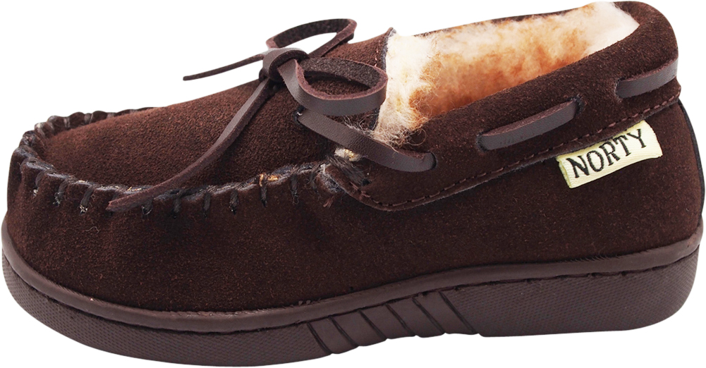 NORTY Toddler Boys Girls Unisex Suede Leather Moccasin Slippers Chocolate Brown - image 3 of 4