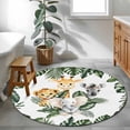 thumbnail image 4 of Round Area Rug 4ft, Cute Elephant Giraffe Lion Non-Shedding Washable Area Rug, Watercolor Monstera Non Slip Low-Profile Circle Rugs for Living Room, Bedroom Dining Room, 4 of 9