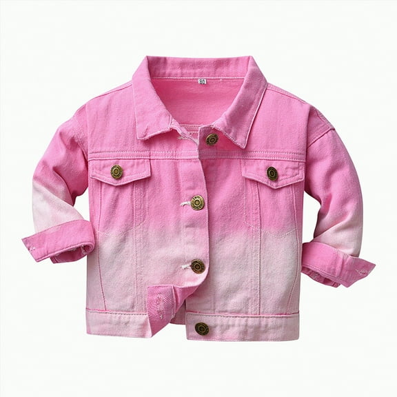 Ccpelsie Kids Denim Jacket Girls Boys Jean Jacket Long Sleeve Jacket Clothes for Toddlers Big/Little Kids(Pink,3-4 Years)