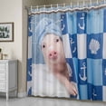 thumbnail image 5 of Funny Pig Bathing Shower Curtain, Shell Anchors Towel Modern Abstract Waterproof Shower Curtain Set with 12 Hooks Lightweight Bath Curtains Fabric Bathroom Decor 48x72 Inches, 5 of 9