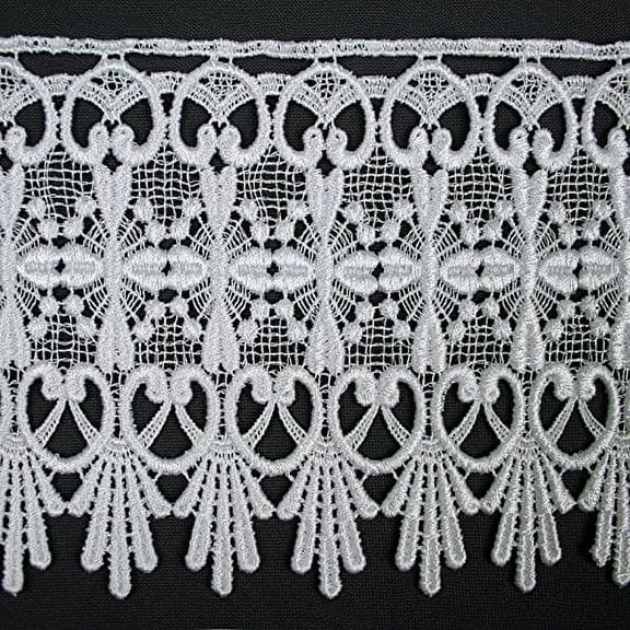 White 5/8” to 5-1/8” Embroidered Floral Venice Lace Trim Guipure By Yardage (17823 (4.75" wide))