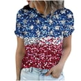 thumbnail image 6 of Xdegoge 4th Of July Tops for Women Patriotic Shirts American Flag Star Graphic Crewneck Short Sleeve Casual Loose Fit Lightweight Summer Independence Day Graphic Tees, 6 of 6