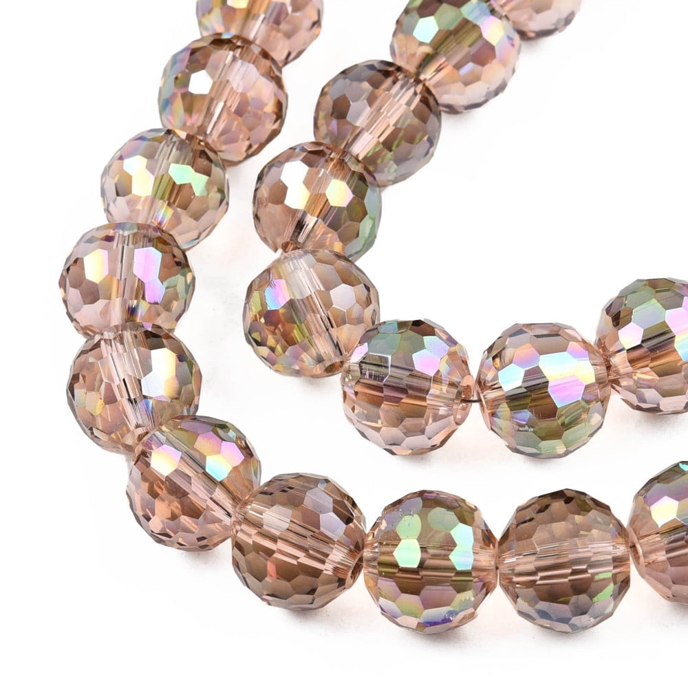 Electroplate Transparent Glass Beads Strands AB color Faceted Round Sea Green 9.5x9mm Hole: 1.2mm about 69pcs/strand 24.41 inch(62cm)
