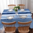 thumbnail image 3 of Blue Stripes Table Cloth Waterproof Tablecloths, Watercolor Retro Ombre Abstract Tie Dye Art Tablecloth Dining Table Cover for Kitchen Party Tabletop Outdoor, Rectangle Tablecloth 52x70 Inch, 3 of 9