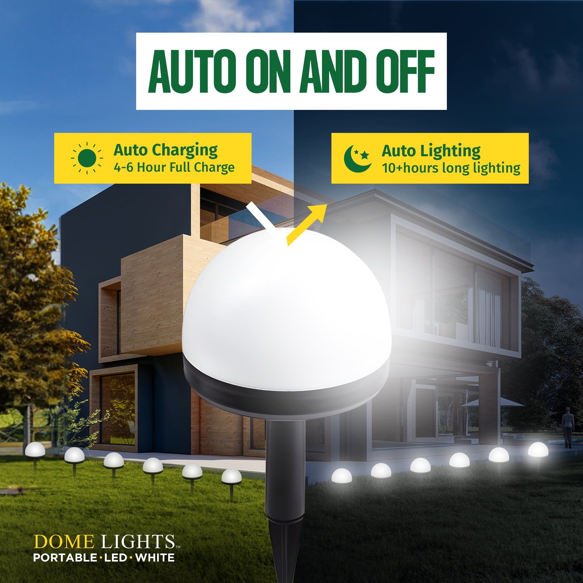 Bell+Howell Solar Pathway Lights 4 Pack IP65 Waterproof Solar Lights Outdoor, Auto On/Off Garden. Landscape Lighting, White Path, Powered for Yard Driveway Walkway Patio Lawn