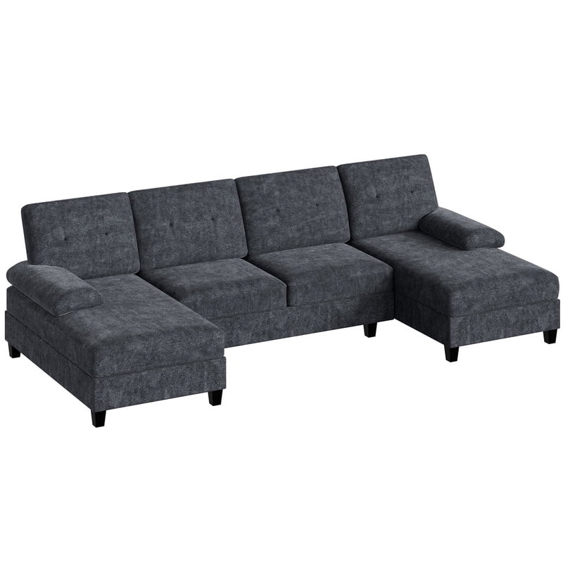 Walsunny Modern U-Shape Sectional Sofa for living room, Chenille Fabric Modular Couch, 4 Seat Oversized Sofa with Chaise for Apartment,White