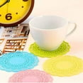 thumbnail image 5 of KALLORY Round Pink Silicone Coasters 4Pcs for Wooden Tables and Glass Desks in Translucent Lace Style, 5 of 7