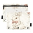thumbnail image 2 of Ckdifva Cute Rabbits with Bows Pencil Pouch 3 Ring Zipper Pencil Case Binder Pockets Clear Top Cosmetic Bag 2 Pack, 2 of 6