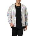 thumbnail image 5 of INSPIRE CHIC Men's Jacket Metallic Zip up Hooded Lightweight Holographic Shiny Jackets M Gray, 5 of 8