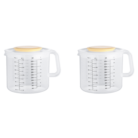 2X Plastic Ounce Measuring Cups and Mixing Pitcher for Baking with Lid Liquid Measuring /Jar in Ml with Splash Guard