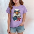 thumbnail image 2 of Zshosam Kids 4th of July Patriotic Shirt Girls 4th of July Shirts American Flag Graphic Tshirts Cotton Short Sleeve Tees Size 7T 8T,(Purple 7-8 Years), 2 of 5