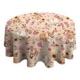 thumbnail image 4 of Corgi Dog and Flower Florals Round Tablecloth 60"x60",Wrinkle Wipeable Table Cloth for Kitchen Dining Room Picnic Patio Party, 4 of 6