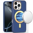 thumbnail image 3 of For iPhone 16 PRO MAX Case Magnetic Circle Vegan Leather Cover + Tempered Glass, 3 of 4