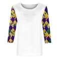 thumbnail image 2 of Maplenight Mardi Gras Shirts for Women 3/4 Length Sleeve Tops Funny Graphic Cute Crew Neck Holiday T-Shirts, 2 of 3