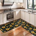thumbnail image 3 of Kitchen Rugs Sets Of 2,Black Geometric Sunflower Pattern Anti Fatigue Kitchen Mat Rugs Non Slip Washable,Decorative Kitchen Floor Mats for Kitchen,Sink,Laundry,17"x47"+17"x47", 3 of 5