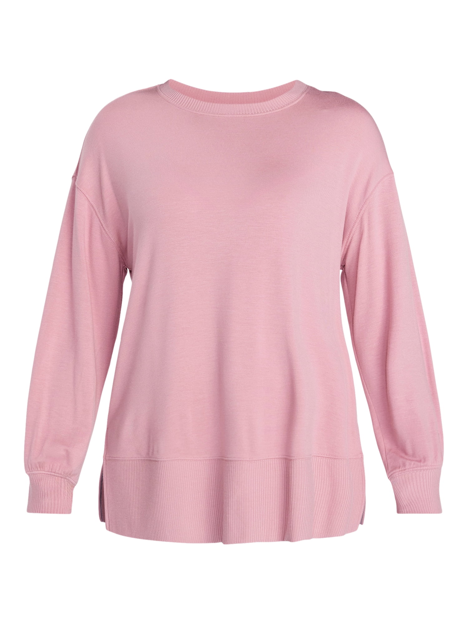 Time and Tru Women's French Terry Tunic Top with Long Sleeves, Sizes XS-XXXL