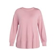 thumbnail image 5 of Time and Tru Women's French Terry Tunic Top with Long Sleeves, Sizes XS-XXXL, 5 of 6