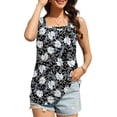 thumbnail image 5 of Fantaslook Tank Tops for Women Pleated Square Neck Sleeveless Summer Tops Curved Hem Flowy Shirts, 5 of 9