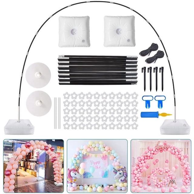 Bolsa de agua con varilla de fibra de 15 secciones, base para arco de globos, soporte para arco de globos para decoración de cumpleaños, bodas y Navidad