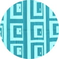 thumbnail image 1 of Ahgly Company Indoor Round Oriental Light Blue Modern Area Rugs, 6' Round, 1 of 4